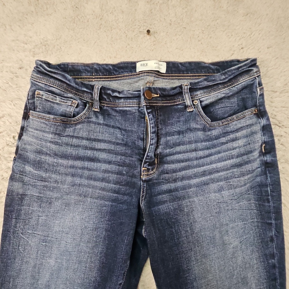 BKE Payton Jeans Womens 33x34 Blue Mid Rise Skinny Dark Wash Faded Preppy Buckle - Picture 3 of 16